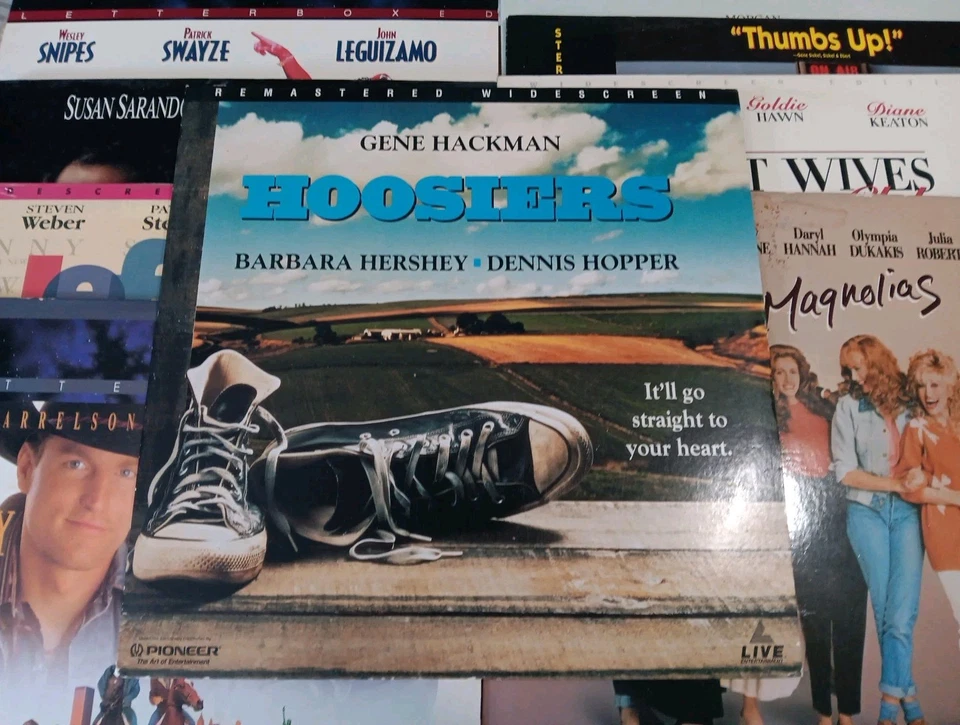 Vintage 80’s 90's LaserDisc Lot Of 9 Classic Movies Cowboy Way Hoosiers steel - Image 3 of 4