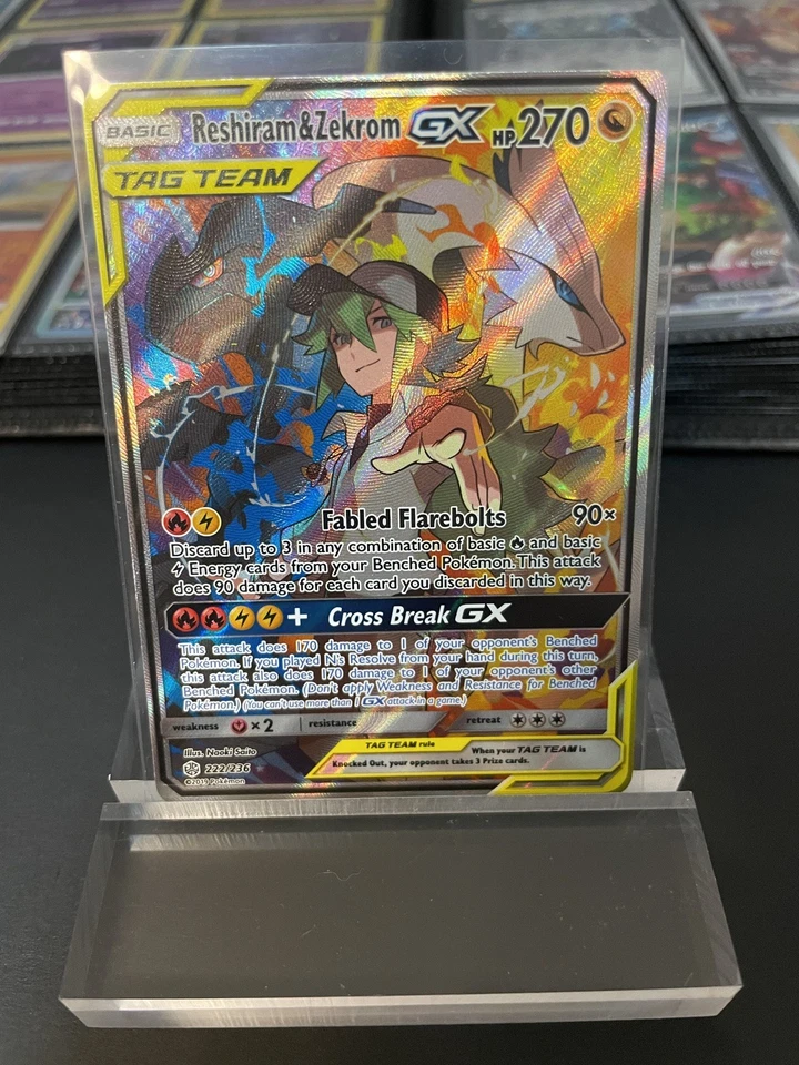 Reshiram & Zekrom GX (Full Art) 222/236 Sm-Cosmic Eclipse Holo - Image 4 of 4