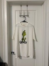 Vintage Grinch Shirt Mens XL White 90s Cartoon Movie Promo Dr Seuss Christmas