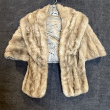 Vintage 50  s - 60  s Genuine Mink Fur Stole/Wrap Color Argentina beige  Silver 