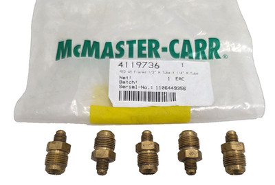 Qty5 McMaster Carr Messing 45° Flared 1.3cm M Rohr X 0.6cm Gerade Reduzier