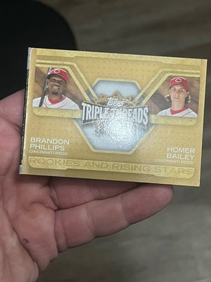 2008 Topps Triple Threads Relics Combo Autos Gold Brandon Phillips Ho Bailey /25