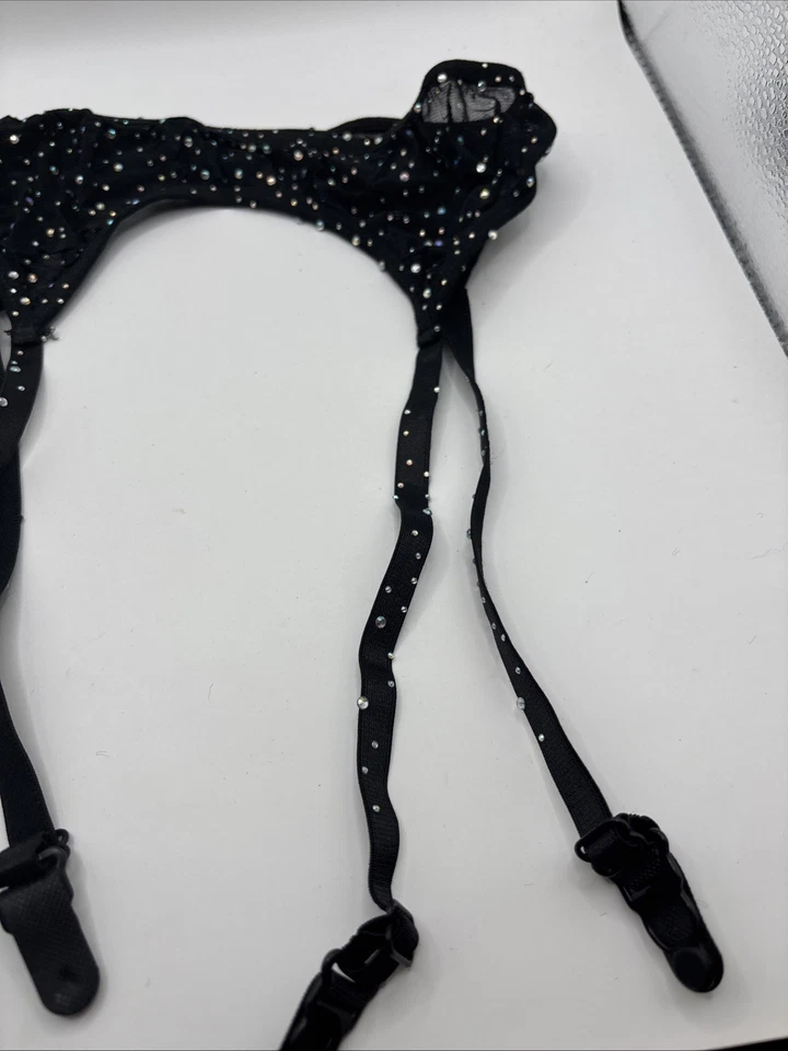 Liguero Leg Avenue estrás, negro, talla única Foto 4 de 4