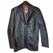 Vintage 80s Mens Dark Brown Genuine Leather Blazer Jacket 38 Alexida Sport Coat