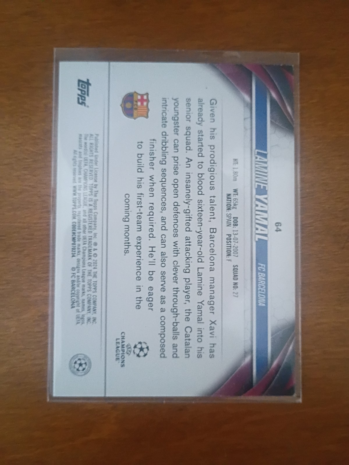 Lamine Yamal 2023-24 Topps UEFA Champions League FC Barcelona RC #64 view 2