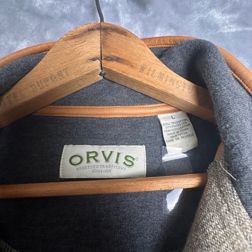 ORVIS Simoom Tweed 1/4 Zip Sweater Sweatshirt Herren L Leder Ellenbogen Patch oliv - Bild 6 von 6