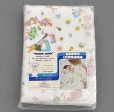 Vintage 70s CHATHAM Baby Crib Blanket Bunny Esmond Fleece Baby Blanket White NEW