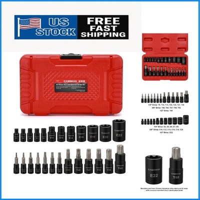Complete 25-Piece Chrome Vanadium Torx & E-Torx Socket Set for Professionals