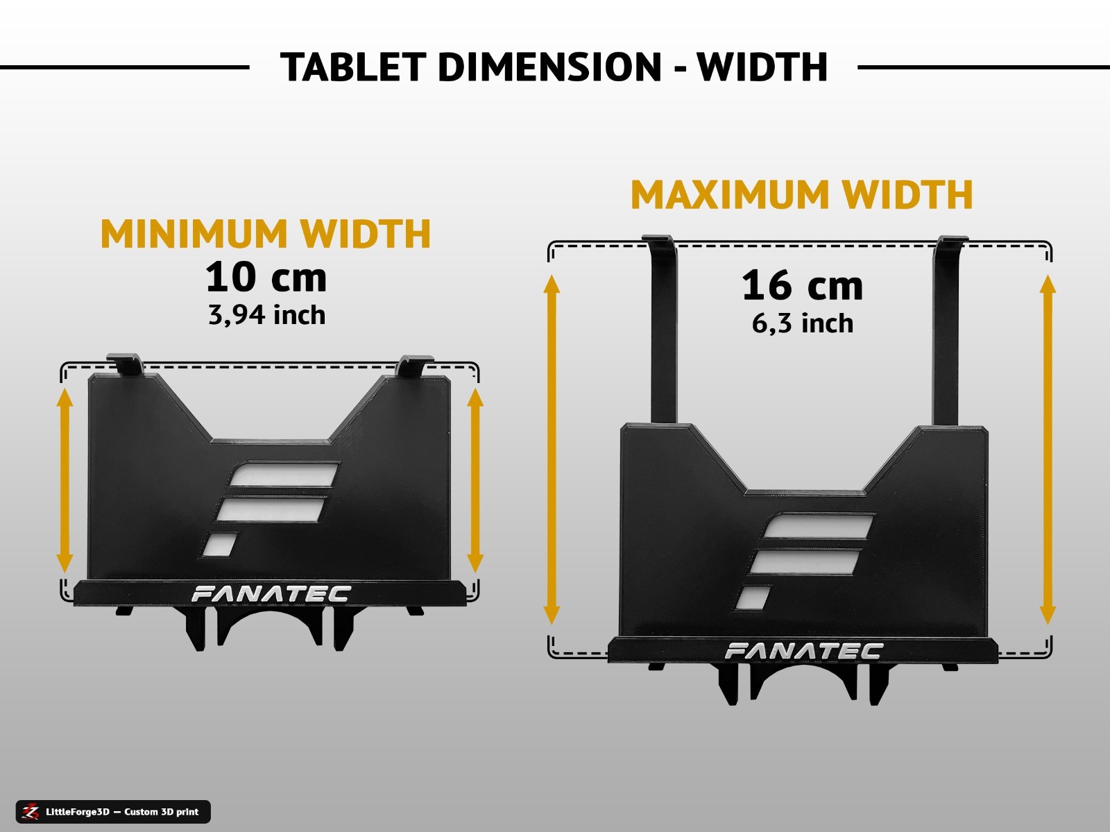 Support tablette Fanatec 7 à 10 pouces en impression 3D pour tableau de bord de simulation