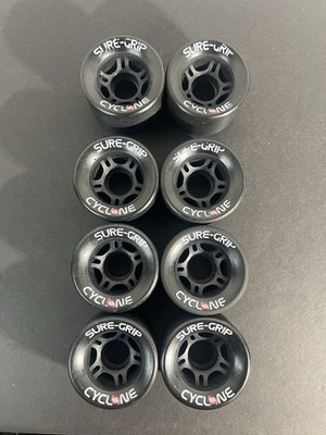 Sure-Grip Cyclone Roller Skate Wheels Black Set of 8 - Lightly Used Indoor 62mm