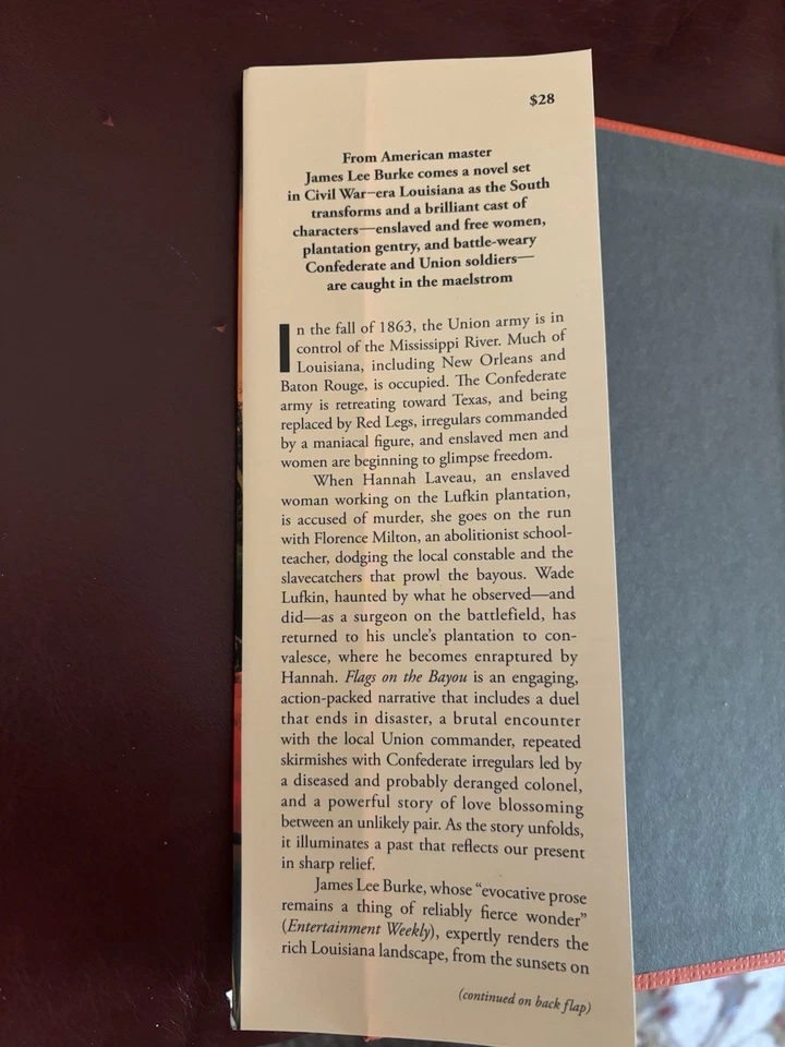 Flags On the Bayou a Novel by James Lee Burke (2023, Hardcover) - Image 4 of 4