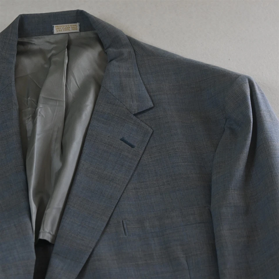 Винтажный сделано в США 50L 42 x 32 синий клетку ультра комфорт Мужская куртка брюки костюм - Изображение 3 из 4