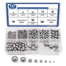 490 Pcs Metric Precision Steel Bearing Balls, Assorted Stainless Steel Loose Bic