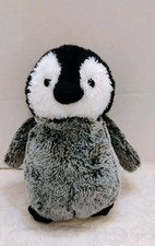 KellyToy Baby Penguin Plush Stuffed Animal Gray Black White Soft 9" Standing