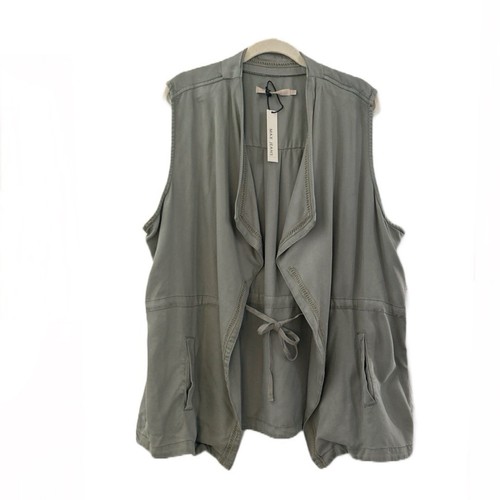 Max Jeans Olive Green Tencel Drape Military Style Jacket Vest Women’s 2X NWT