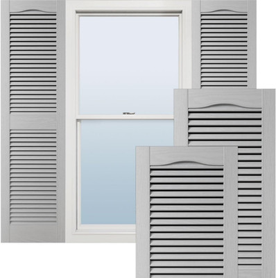 Paintable Vinyl Shutters, 12''W x 60''H, Cathedral Top, Easy Install, Pair