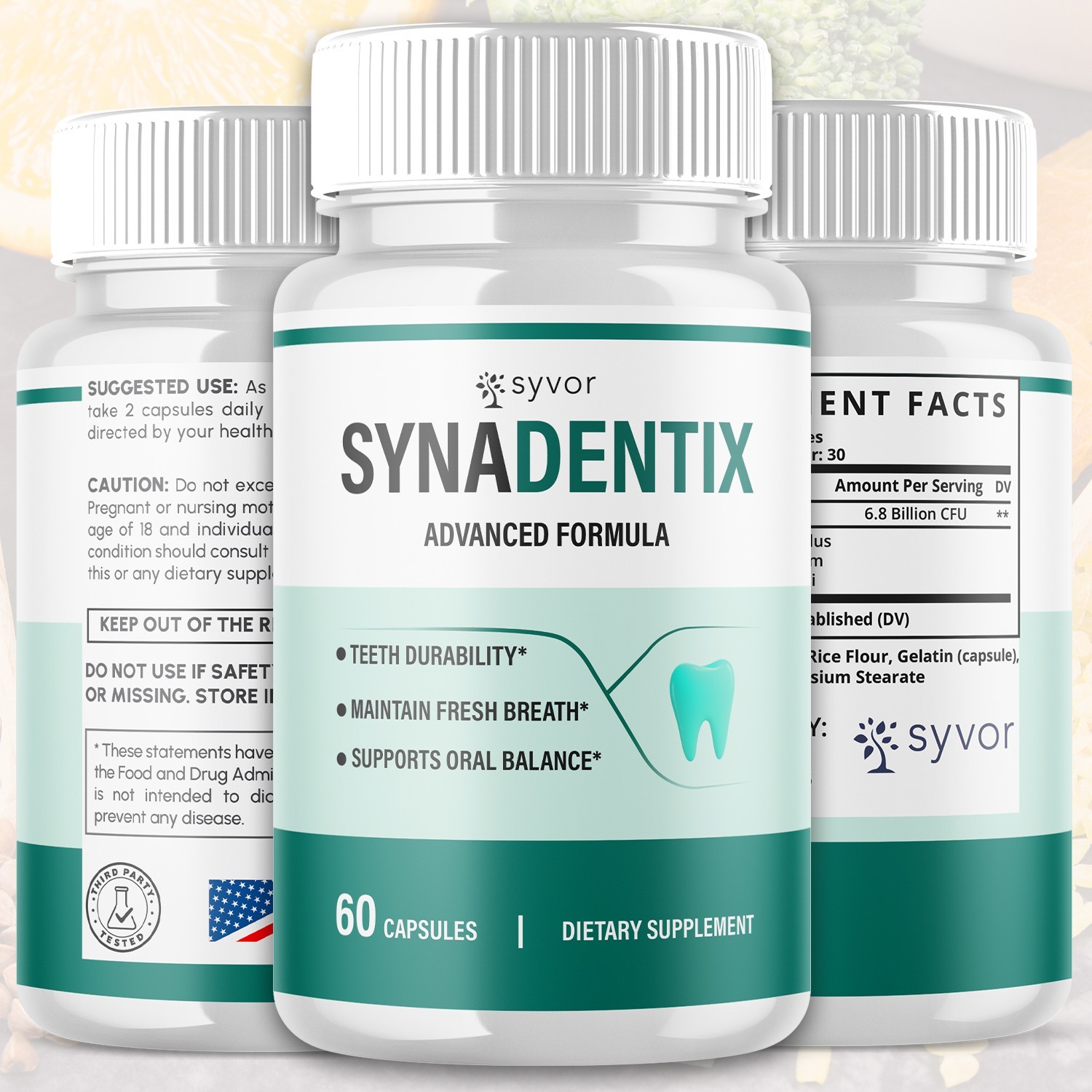 (3 Pack) Syna Dentix Oral Probiotic Support Healthy Teeth and Gums 180 Capsules