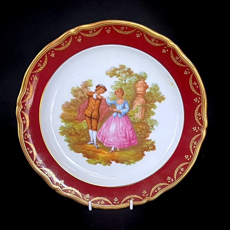Vintage Limoges Fragonard Courting Couple Decorative Plate, 10", made in France