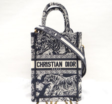Christian Dior Book Tote Mini Vertical Canvas Shoulder Crossbody Bag Itary Navy