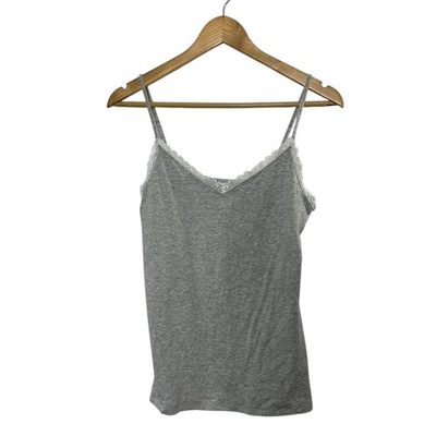#ad #ad Ann Taylor Loft Gray with Lace Trim Cami Camisole Tank Top Women#x27;s Small $12.00