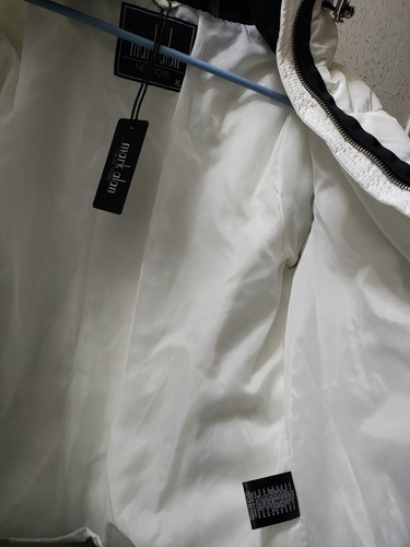 Mark Alan New York Puffer Jacket donna XL bianco pelliccia sintetica orlo foderato - Foto 8 di 16