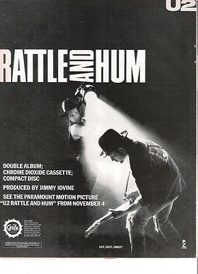 U2 Rattl;e & Hum (Edge)  UK magazine ADVERT / mini Poster 11x8''
