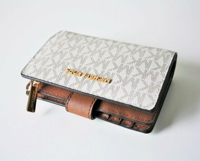 Michael Kors Jet Set Travel Bifold Zip Coin Wallet Signature PVC Vanilla  for sale online | eBay