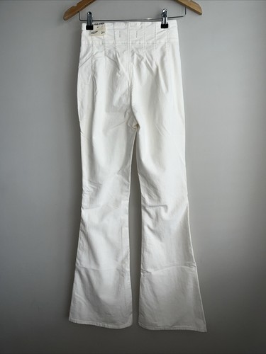 Free People Jayde Cord Jeans Pants High Rise Flare Leg White Size W24 L32 BNWT - Picture 11 of 15