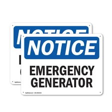 (2 Pack) Emergency Generator OSHA Notice Sign Decal Metal Plastic