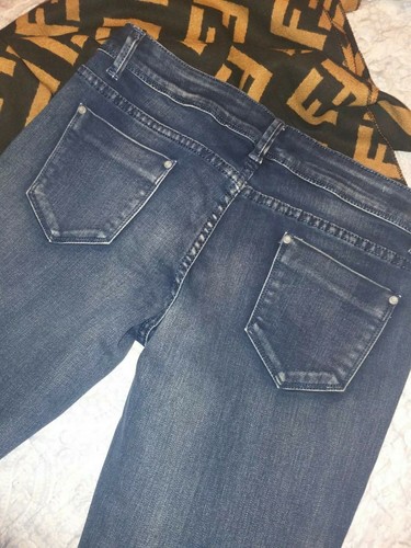 Jeans slim blu scuro con parte davanti in eco pelle pantaloni leggins fuso'  nuov | eBay
