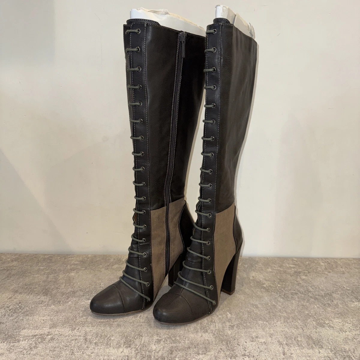 Bottes Michael Antonio Marron Sur Genou Talon Compensé - Taille 7.5 US, Occasion
