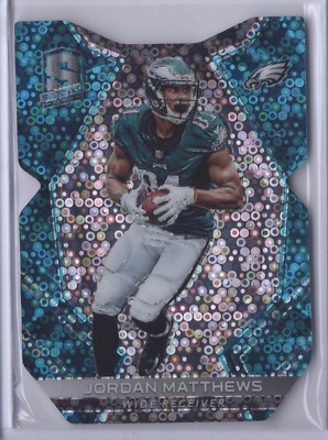 2017 Panini Spectra Jordan Matthews Eagles Neon Blue Die Cut /35