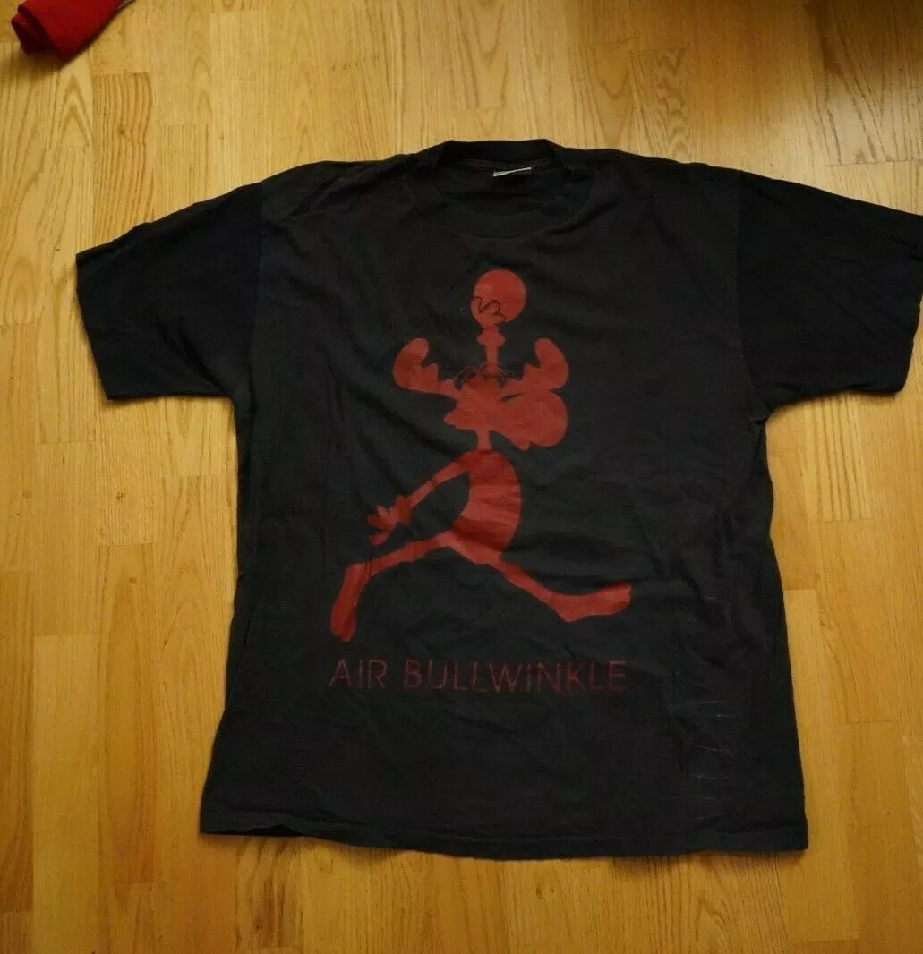 VINTAGE 90s ROCKY AND BULLWINKLE AIR BULLWINKLE T-SHIRT BASKETALL SIZE XL  JORDAN