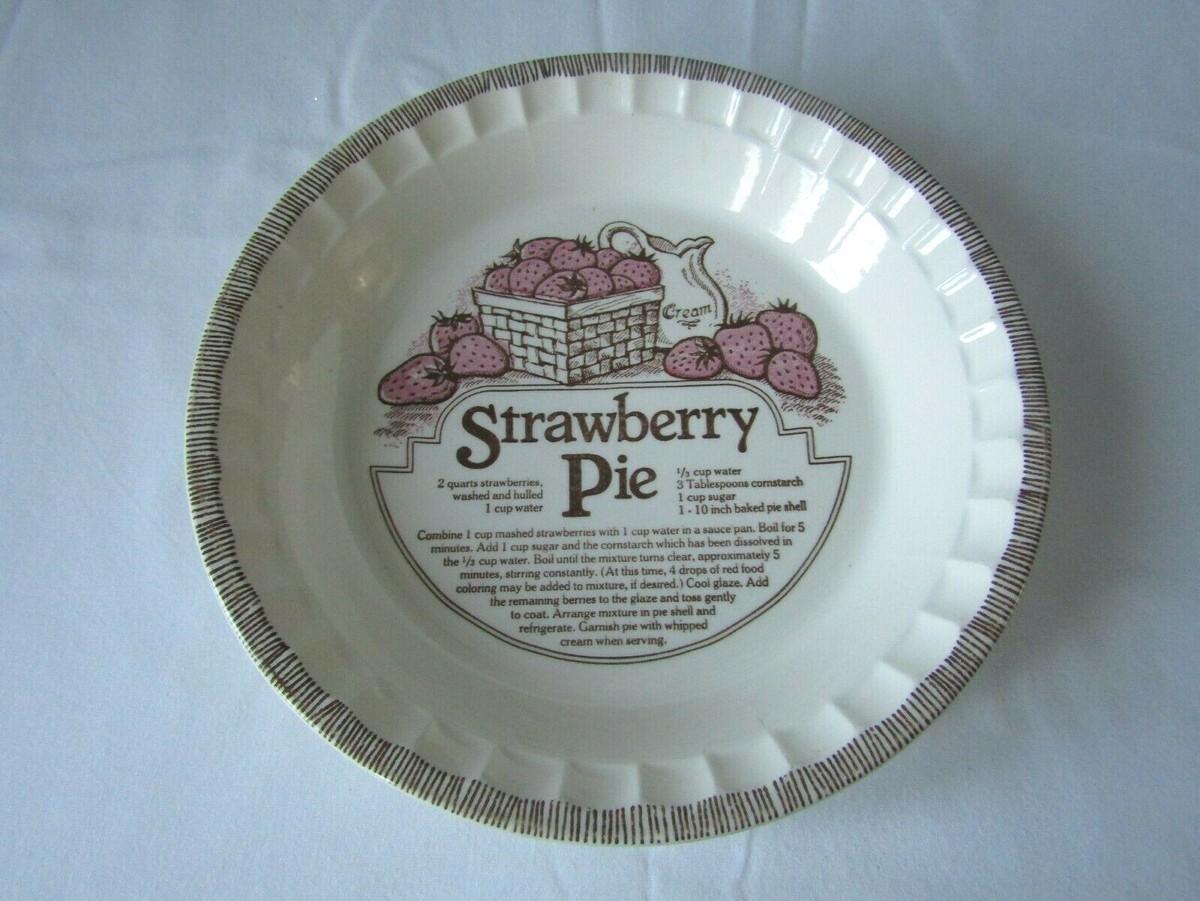 Vintage Royal China Jeannette Strawberry Pie Recipe Pie Plate