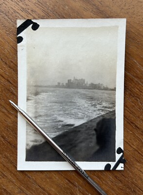 Antique 1919 New York City Manhattan Skyline Seen from Boat Original Photo