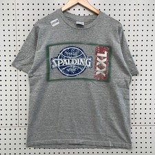 Vintage Spalding Shirt Gray Mens Medium Short Sleeve 21.5x27 USA Made