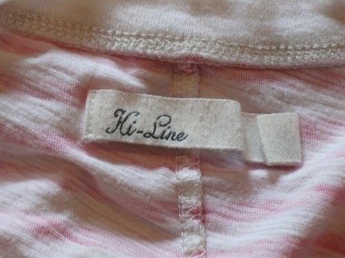 Camiseta HI LINE BY MADEWELL Rosa Blanca a Rayas Cuello en V Mujer Mangas Cortas Talla M - Imagen 4 de 5