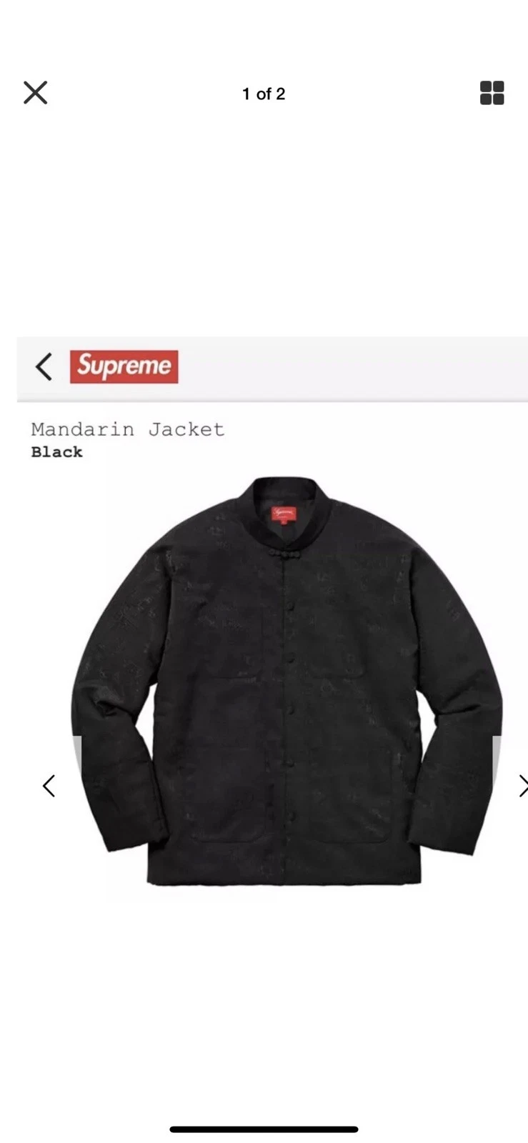 Supreme S/S 18 Mandarin jacket Black Size Large DeadStock DS AF!!!