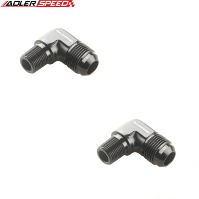 US 2PCS 90 Degree AN10 10AN Male To 3/8'' NPT Aluminum Fuel Fitting Adapter Black