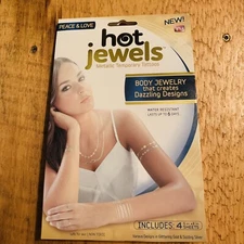Temporary Tattoos Body Jewelry Hot Jewels Metallic - Peace & Love 4 Sheets