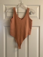 BDG Ribbed Thong Bodysuit in Orange Size M/L