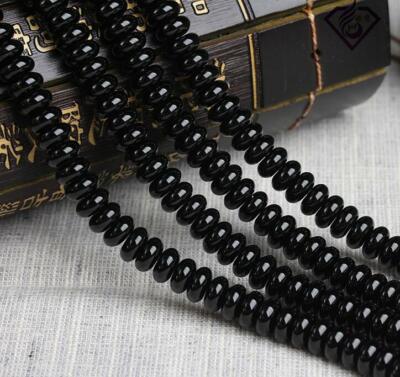 3x6mm/4x8mm Black Agate Gemstone Abacus Shape Loose beads 15''