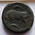 Sicily Syracuse Agathocles 317-289 BC, Head of Persephone, rv. Bull & Dolphins