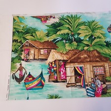 Manuel Canovas Bora Bora Print Cotton Fabric Pacific Tiki 140x100cm Paris