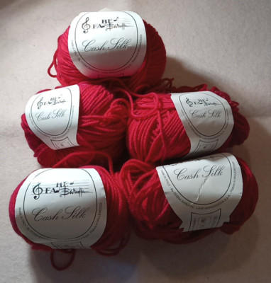 Cash Silk Yarn Lane Borgosesia Lot of 5 RED New!