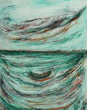 Vintage expressionist oil painting seascape