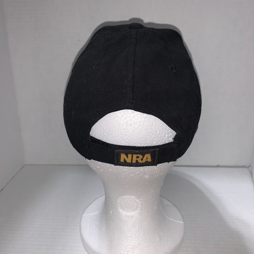 NRA Black Embroidered Hat Baseball Hat Cap Gold Logo Adjustable American Flag - Picture 3 of 4