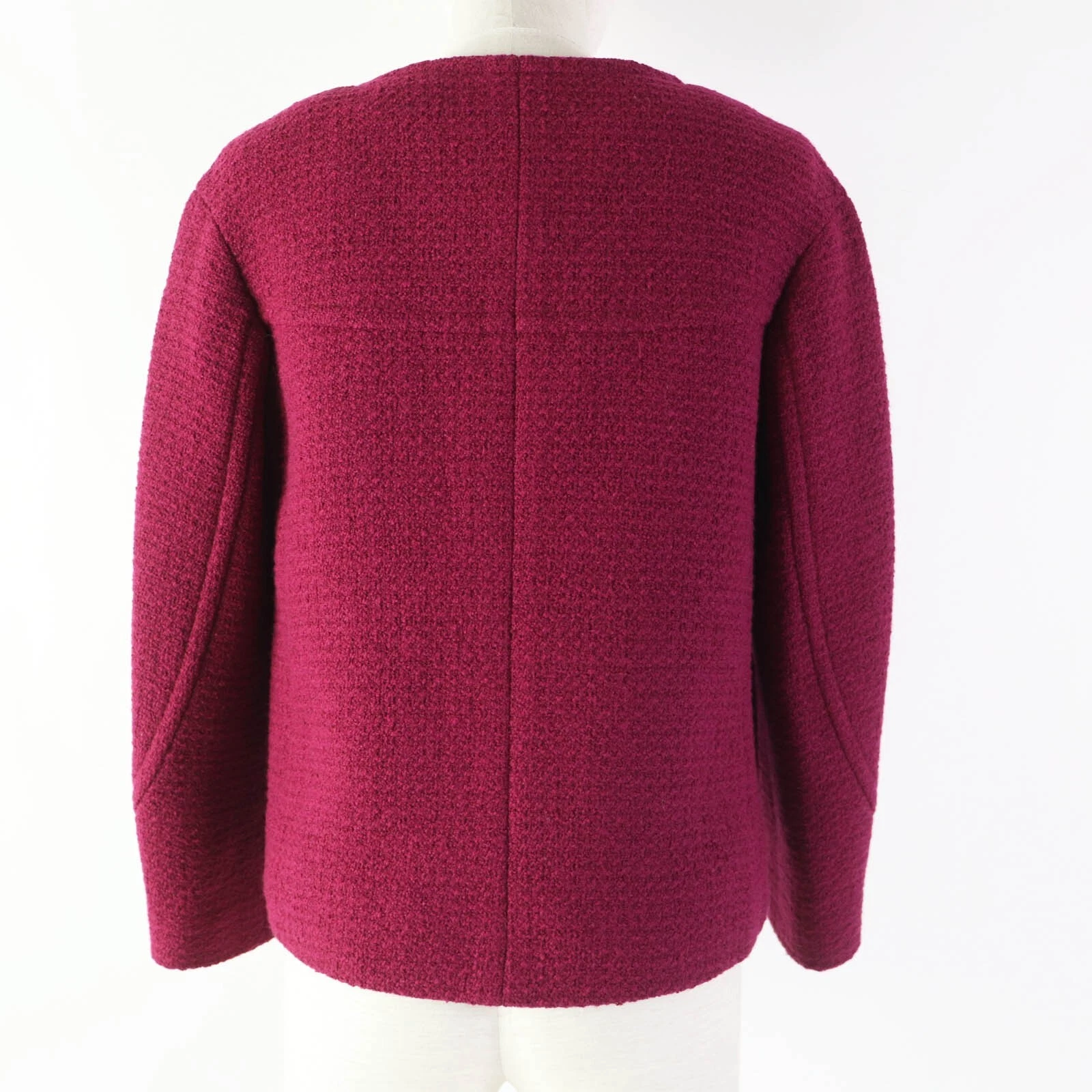 Giacca CHANEL P50305 tweed senza colletto zip 34 viola donna