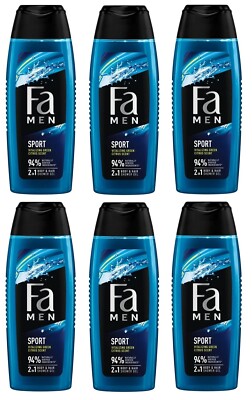 6x FA MEN 2IN1 Body & Hair Shower Gel Sport Green Citrus 6x250ml / 6x8.45 fl oz
