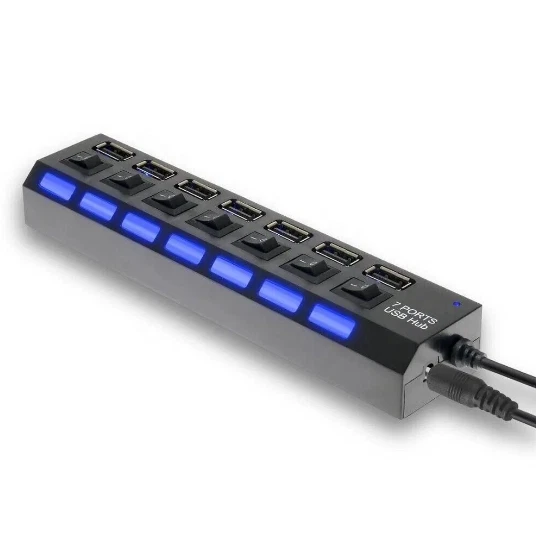 7 Port USB 2.0 For PC Laptop Mac Desktop With 5V 2a Power Supply For Outlets - Image 3 of 4